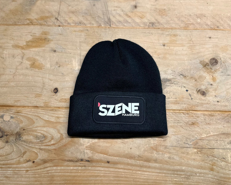 SZENE HAMBURG Merch – Sportliche Mütze mit SZENE Logo Sticker in schwarz