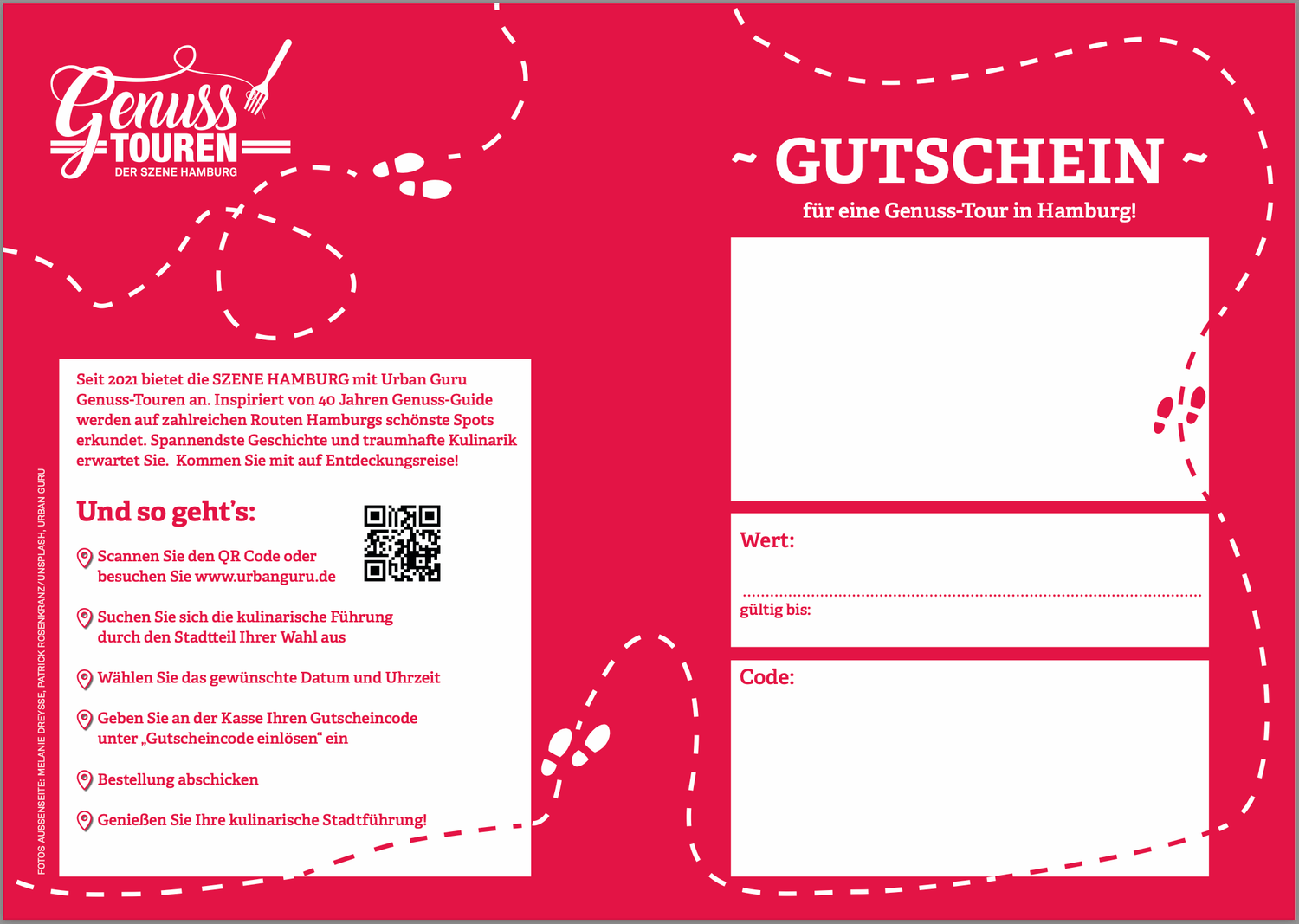 Gutschein für die Genuss - Touren inkl. Geschenkumschlag - SZENE HAMBURG Shop